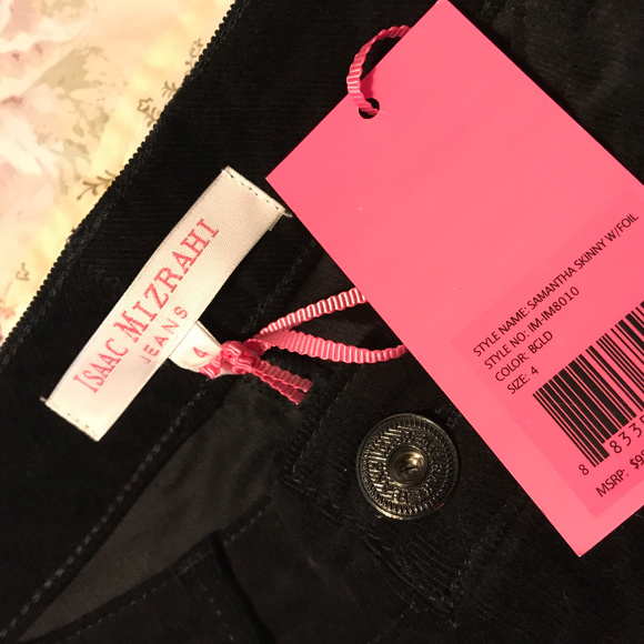 Isaac Mizrahi Black skinny cords gold stripe - Picture 8 of 8